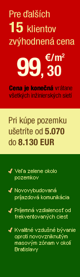Pre prvých 10 klientov štartovacia cena - 96 €/m2